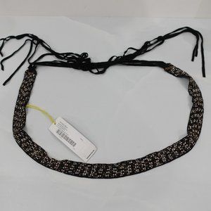 BCBGeneration Belt Womens Black Embellished Rhinestone Beaded Suede‎ Skinny NWT